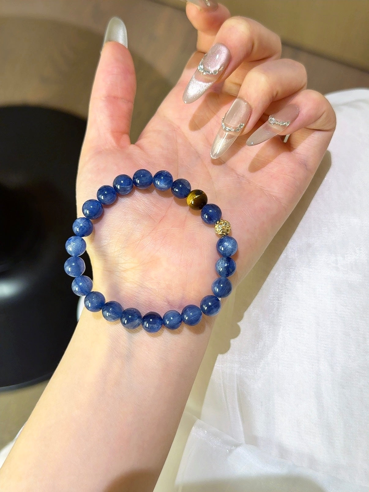 ▫️▪️ Aquamarine yellow tiger's eye bracelet